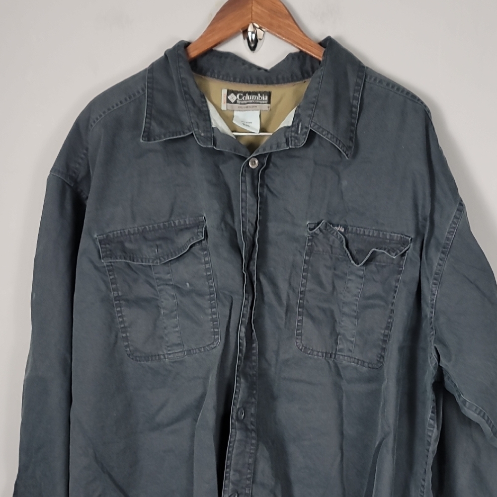 Columbia Canvas Big & Tall Gray Lightweight Shirt Jacket Casual Style